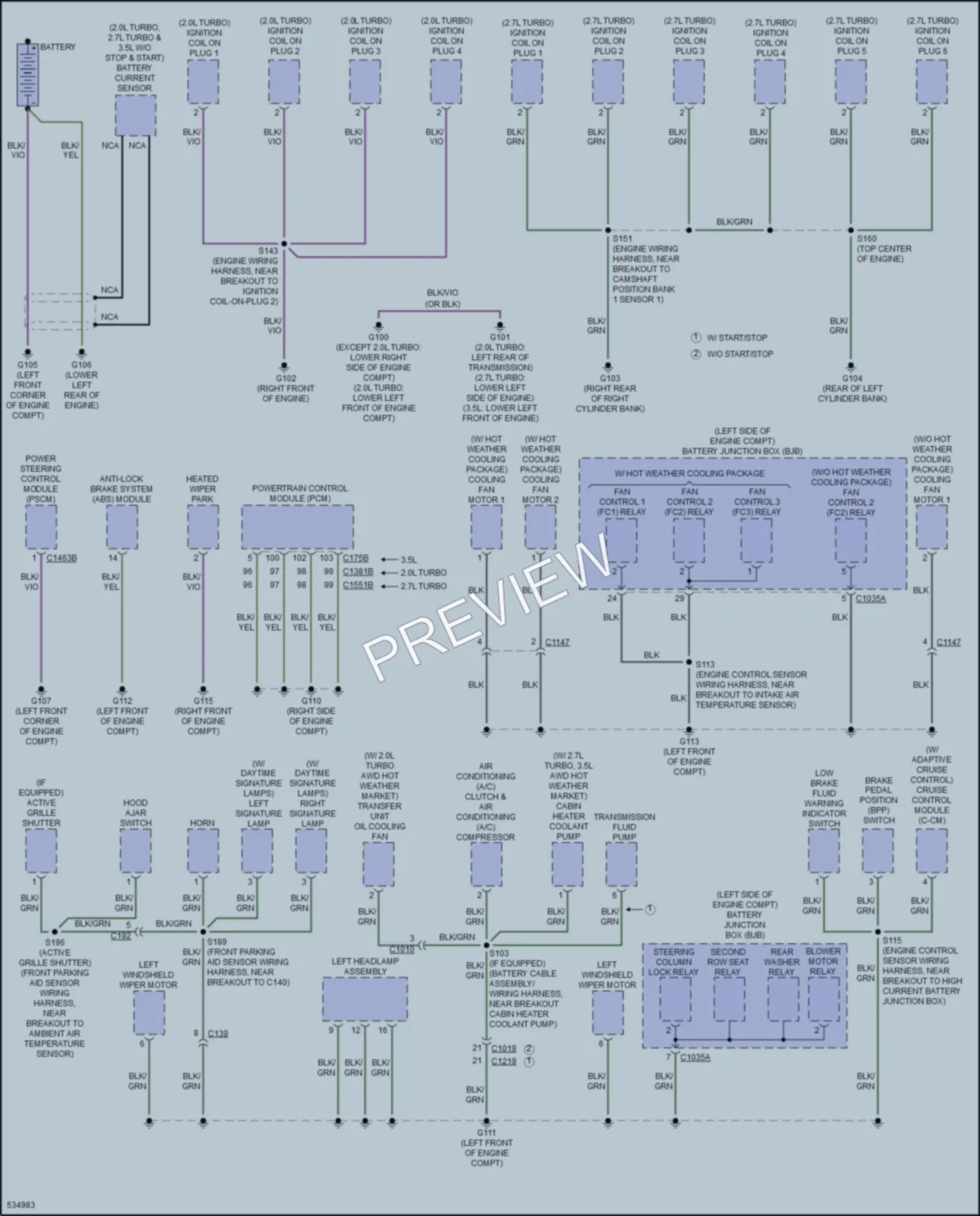 2017 Ford Edge Ground Distribution wiring diagram preview