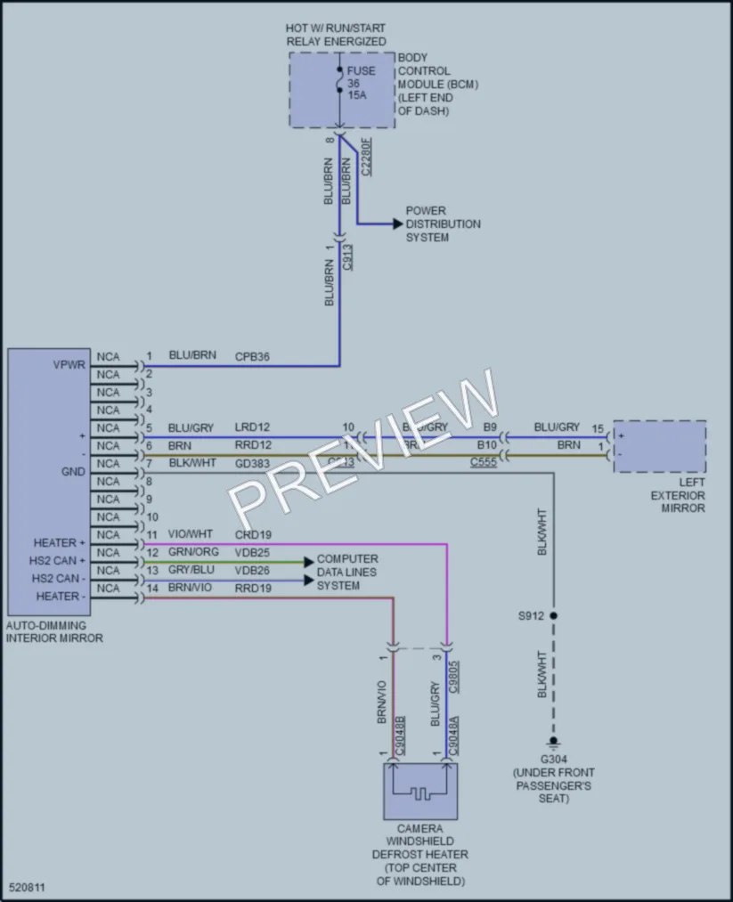 2017 Ford Edge Power Mirrors wiring diagram preview