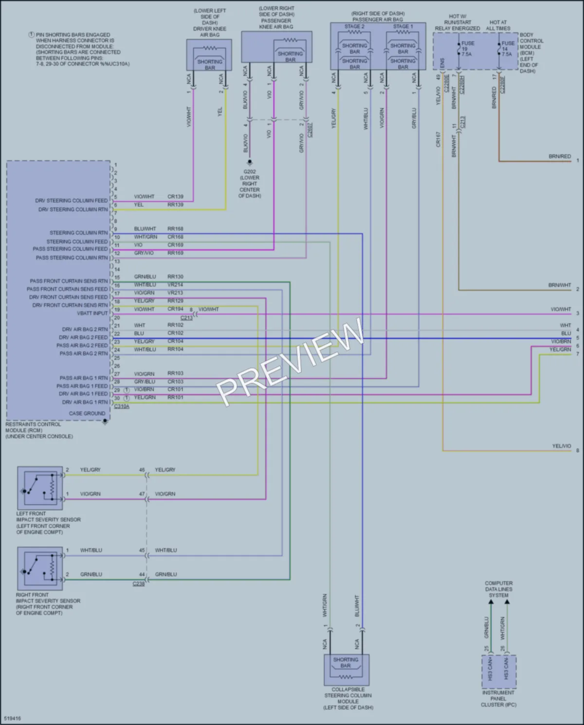 2017 Ford Edge Supplemental Restraints wiring diagram preview