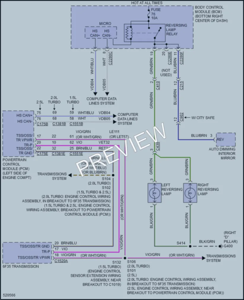 2017 Ford Escape Exterior Lights wiring diagram preview