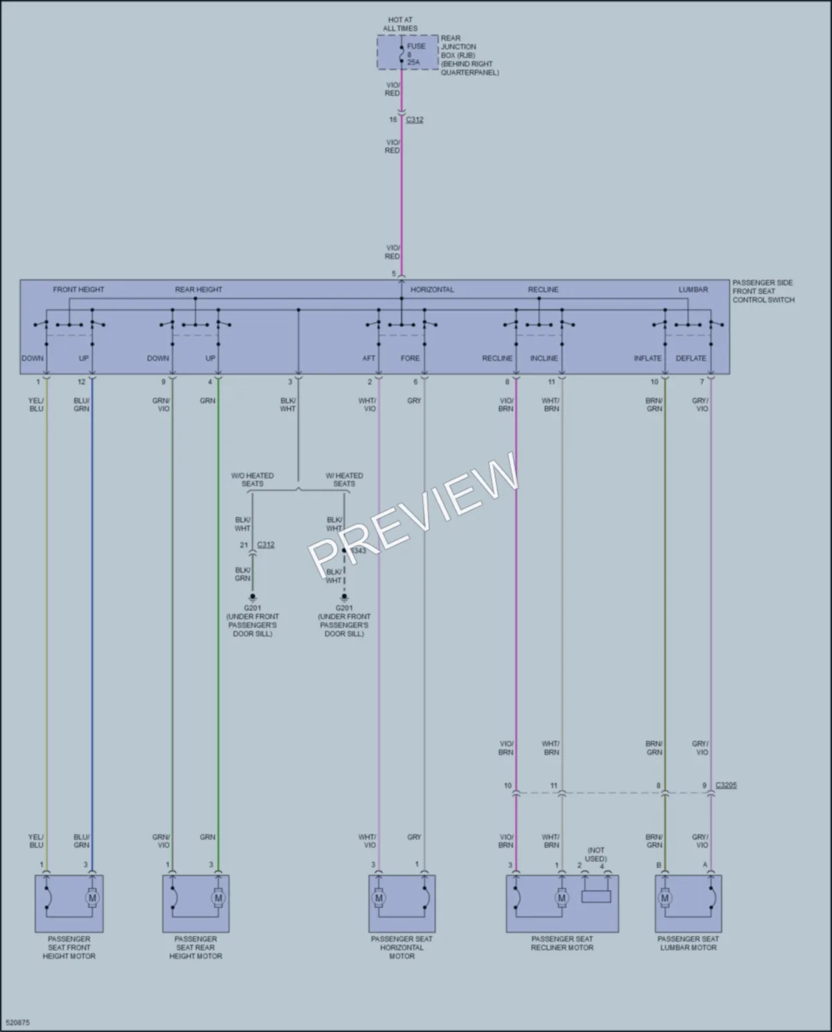 2017 Ford Escape Power Seats wiring diagram preview