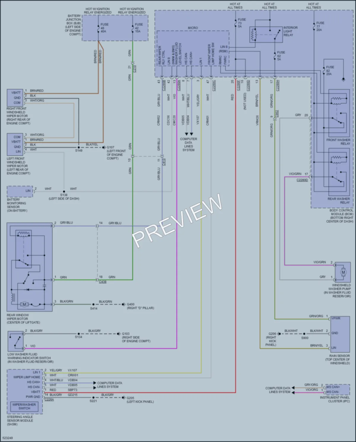 2017 Ford Escape Wiper Washer wiring diagram preview