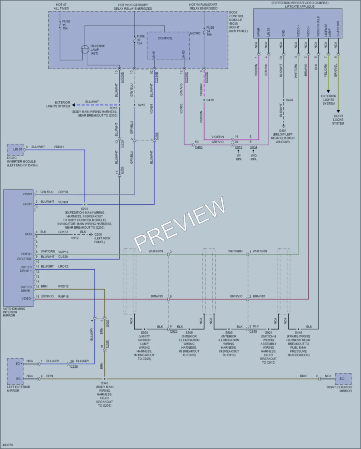 2017 Ford Expedition Power Mirrors wiring diagram preview