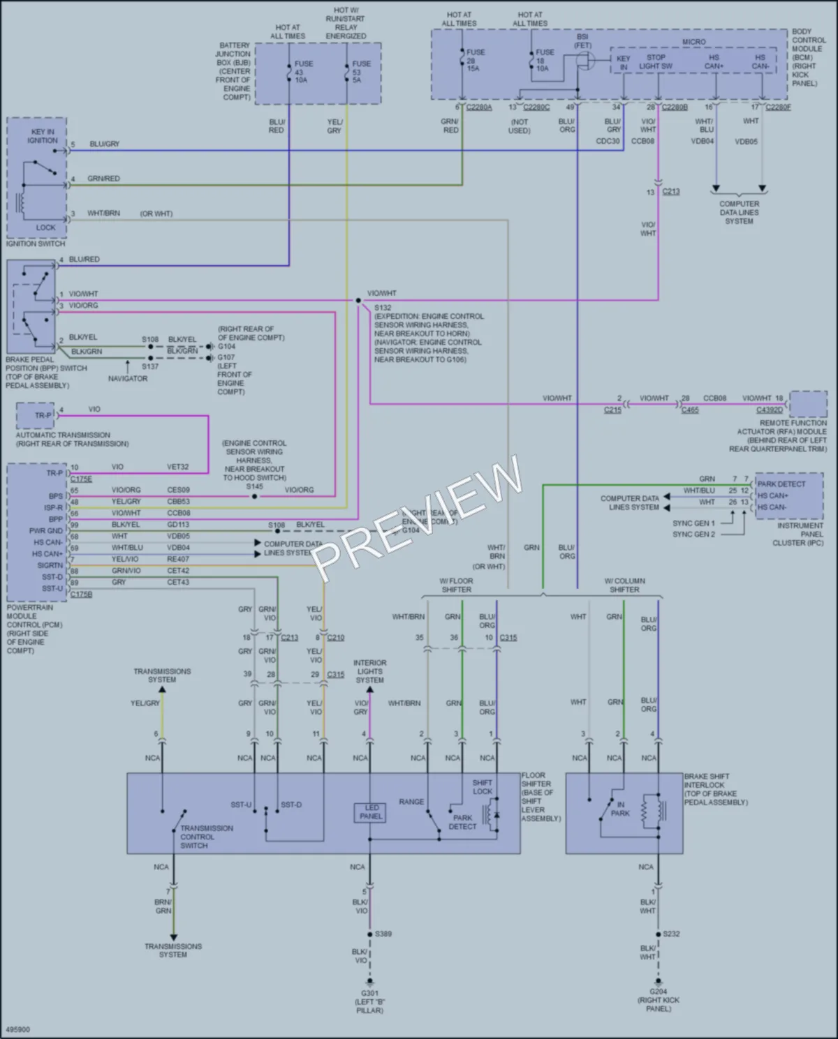 2017 Ford Expedition Shift Interlock wiring diagram preview