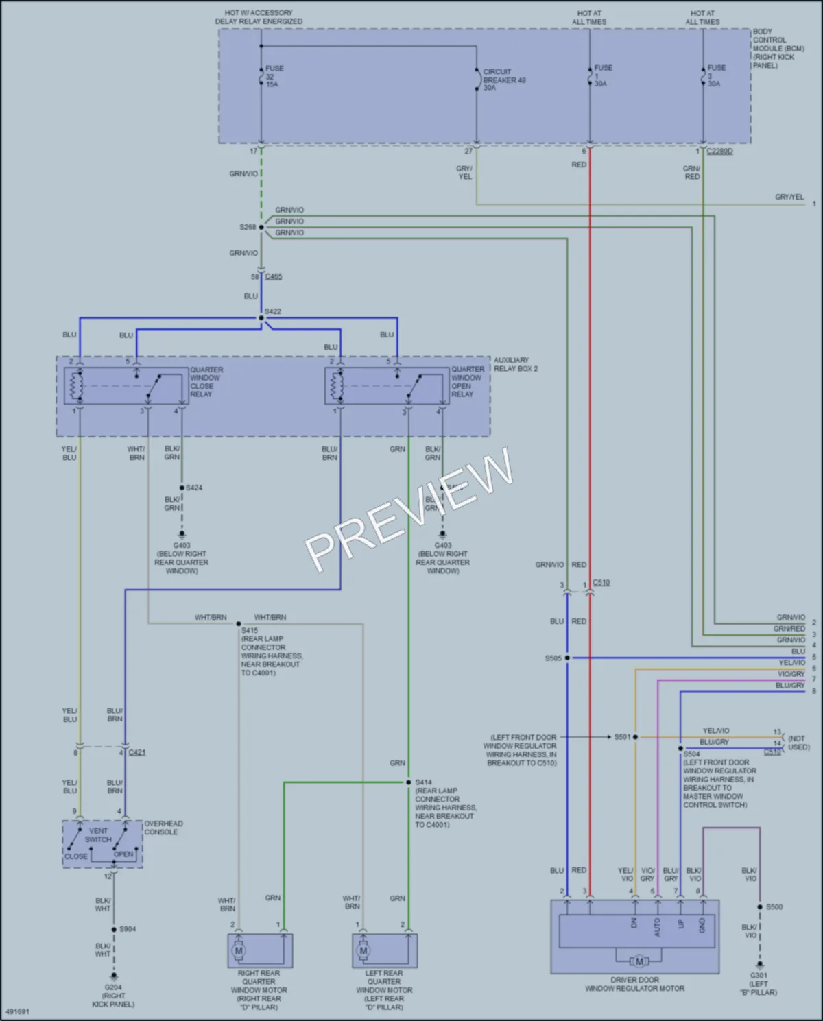2017 Ford ExpeditionEL Power Windows wiring diagram preview
