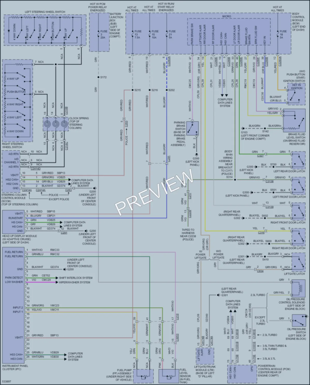 2017 Ford Explorer Instrument Cluster wiring diagram preview