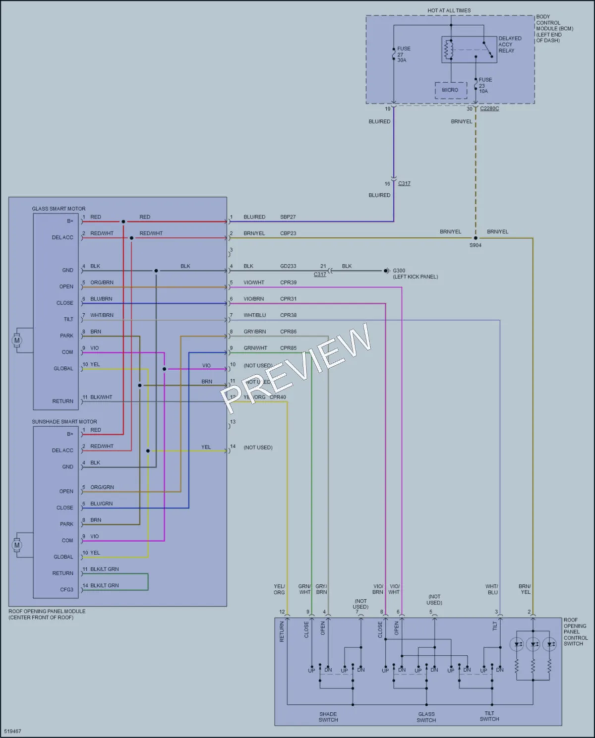 2017 Ford Explorer Power Top Sunroof wiring diagram preview