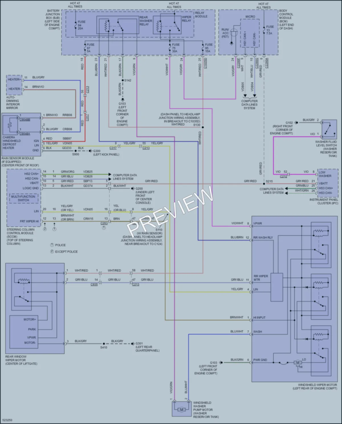 2017 Ford Explorer Wiper Washer wiring diagram preview