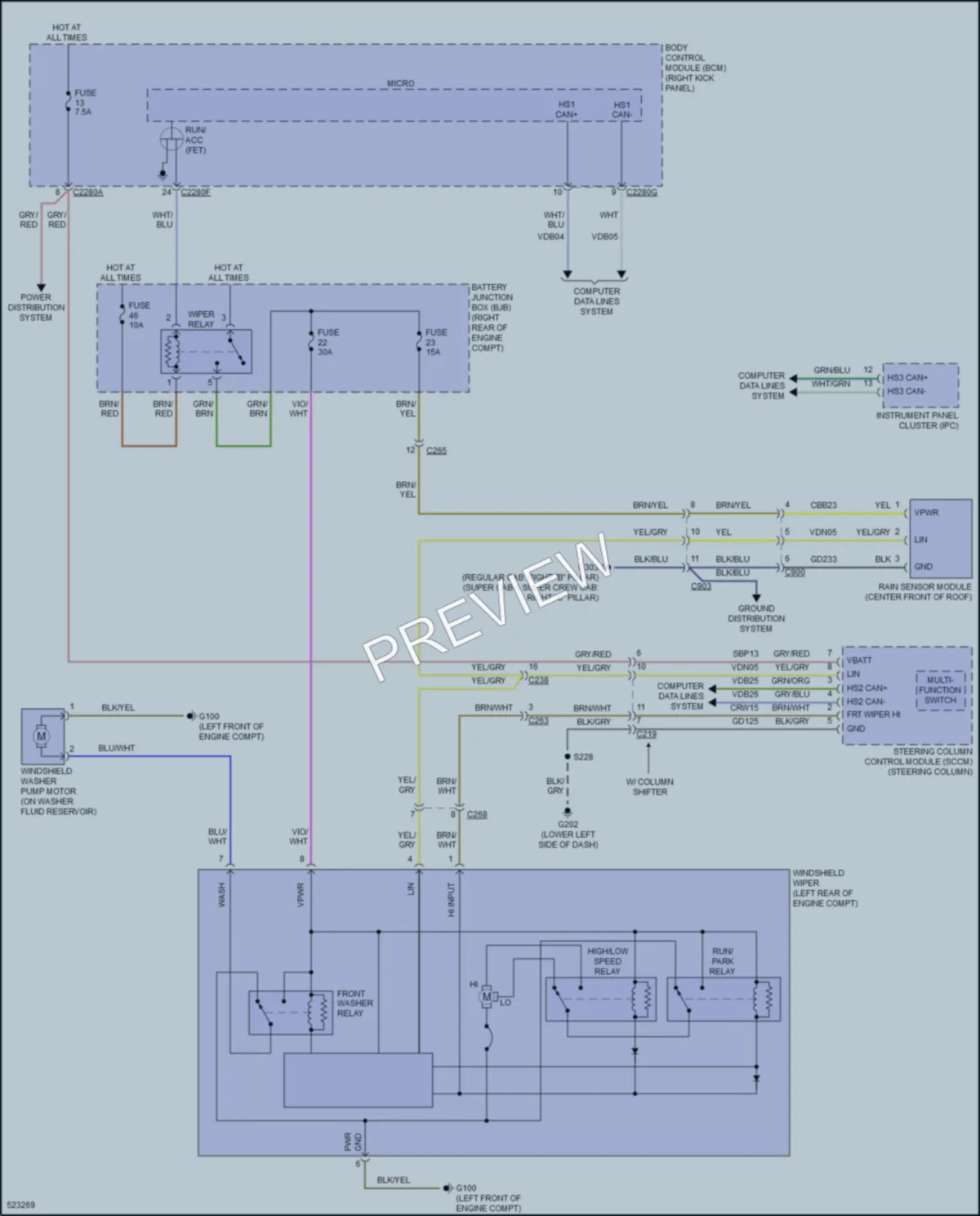 2017 Ford F150 Wiper Washer wiring diagram preview