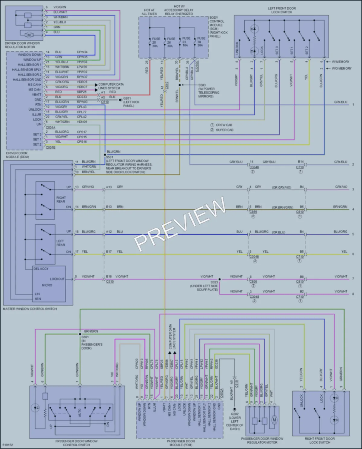 2017 Ford F250SuperDuty Power Windows wiring diagram preview