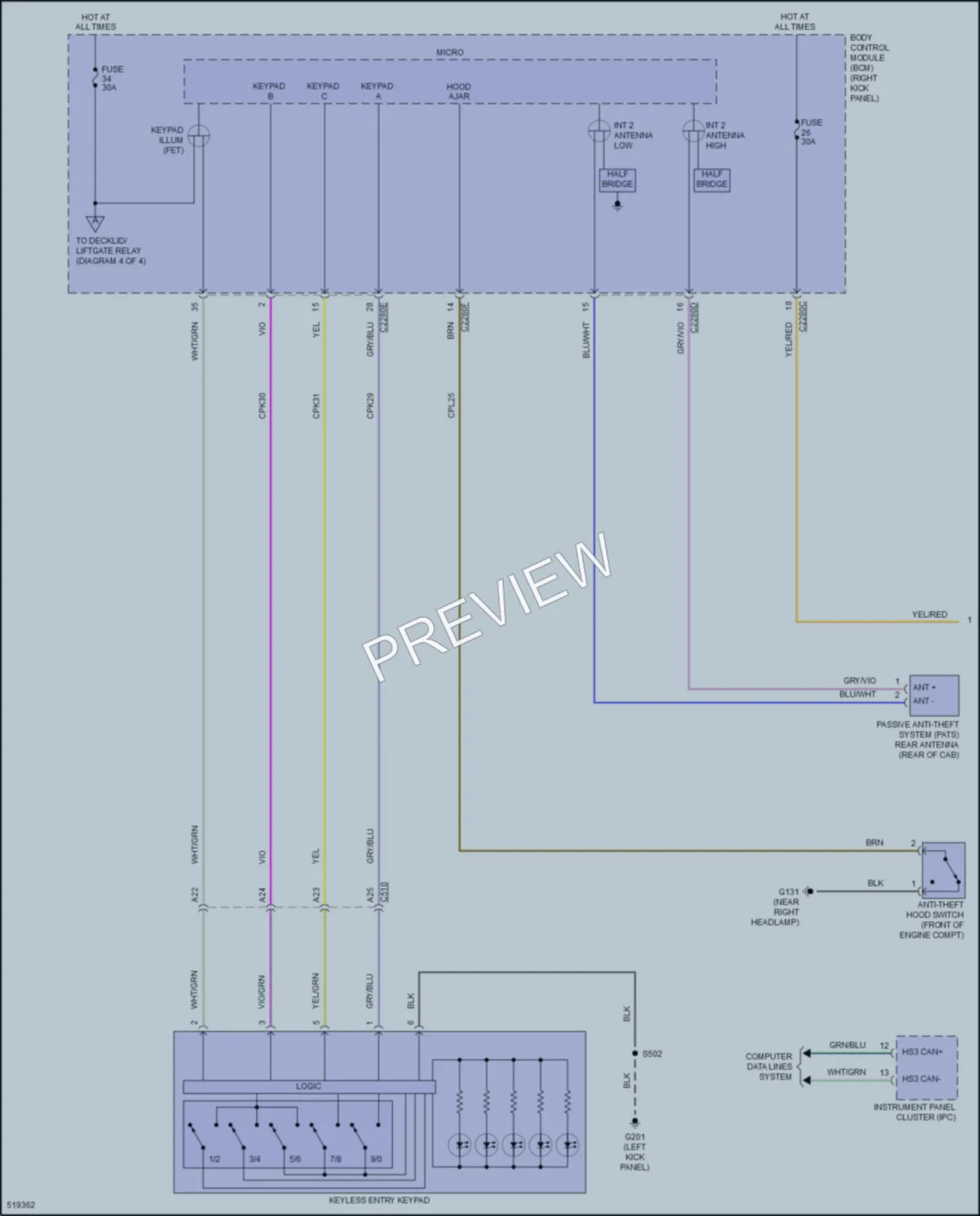 2017 Ford F350SuperDuty Anti Theft wiring diagram preview