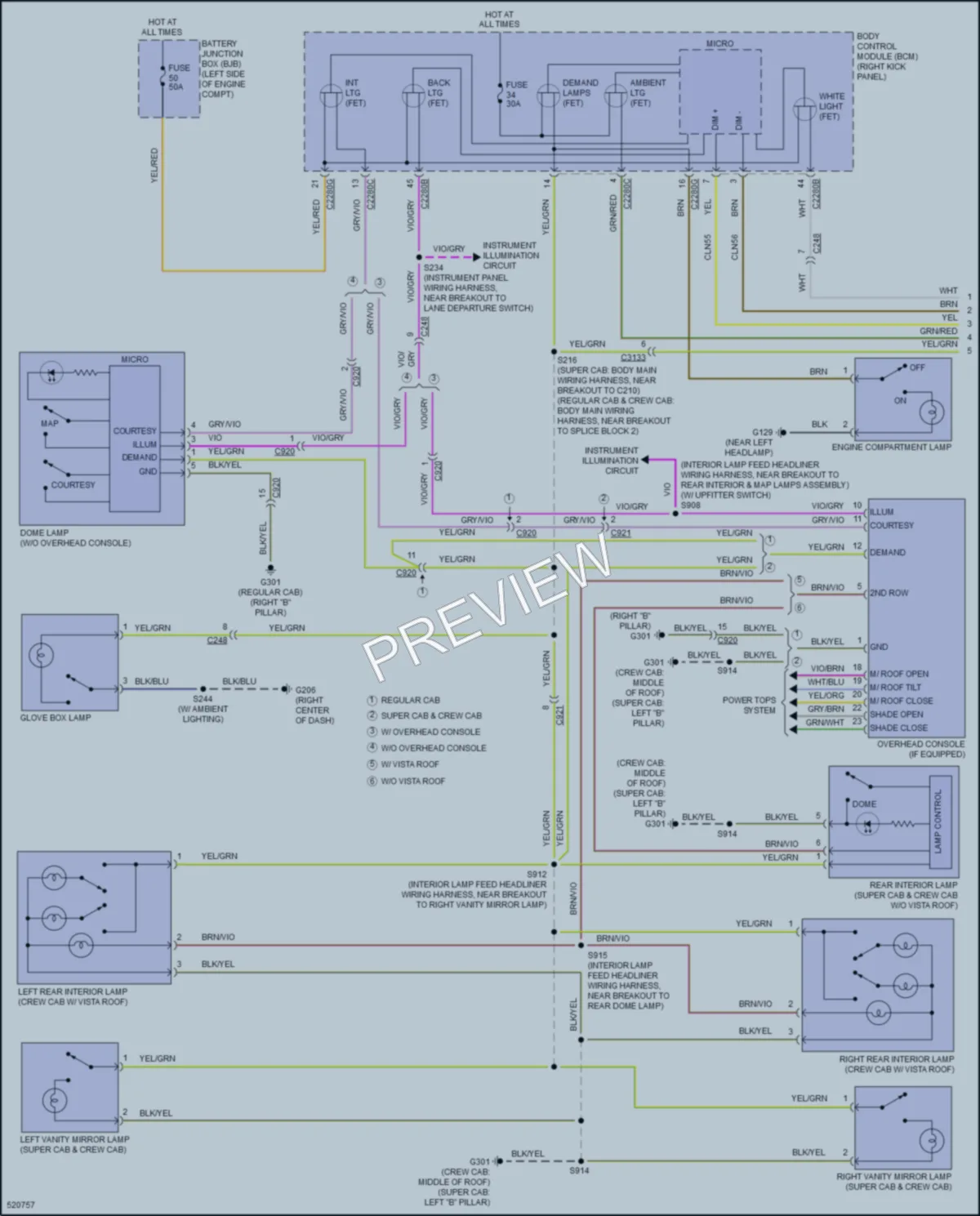 2017 Ford F450SuperDuty Interior Lights wiring diagram preview