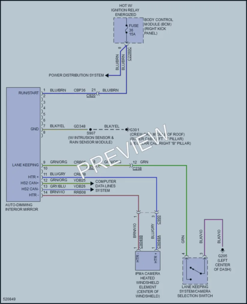 2017 Ford F550ChsCab Power Mirrors wiring diagram preview
