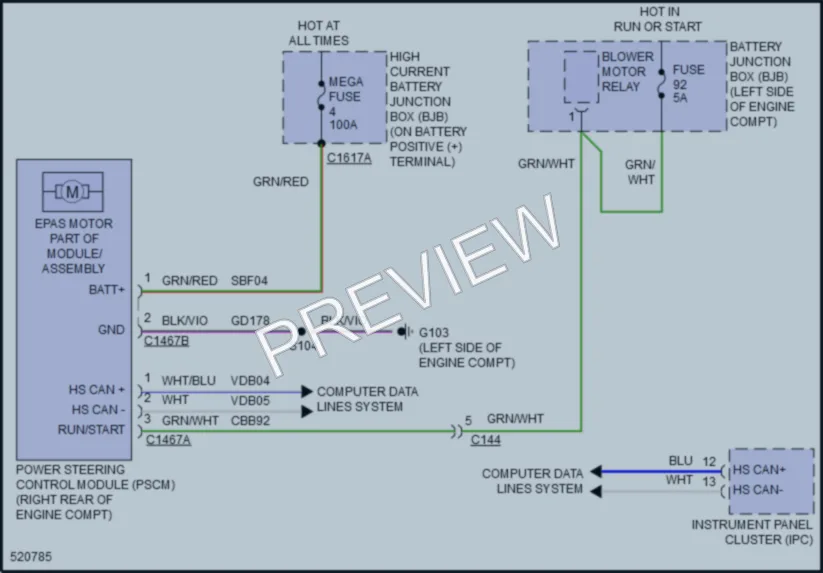 2017 Ford Flex Electronic Power Steering wiring diagram preview