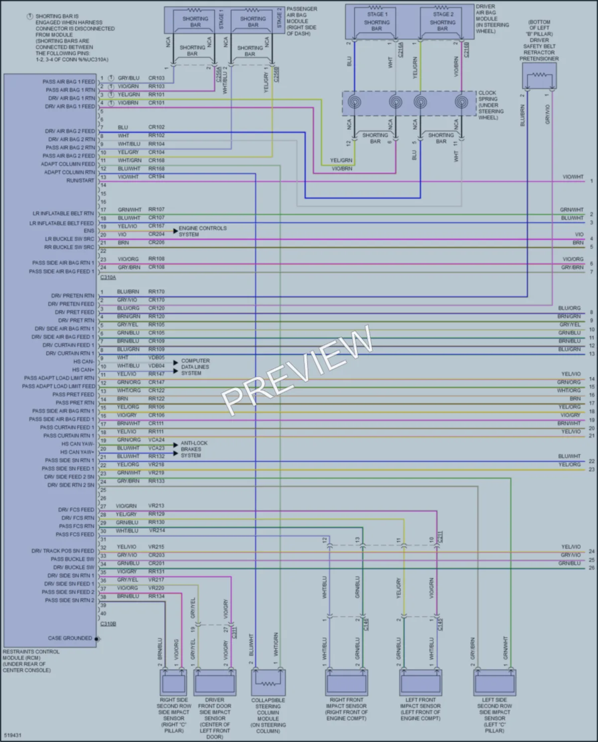 2017 Ford Flex Supplemental Restraints wiring diagram preview
