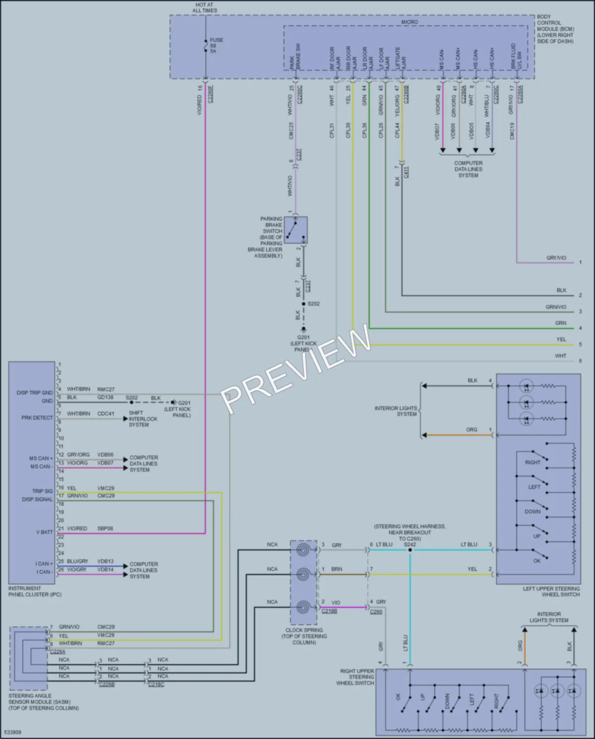 2017 Ford Focus Instrument Cluster wiring diagram preview