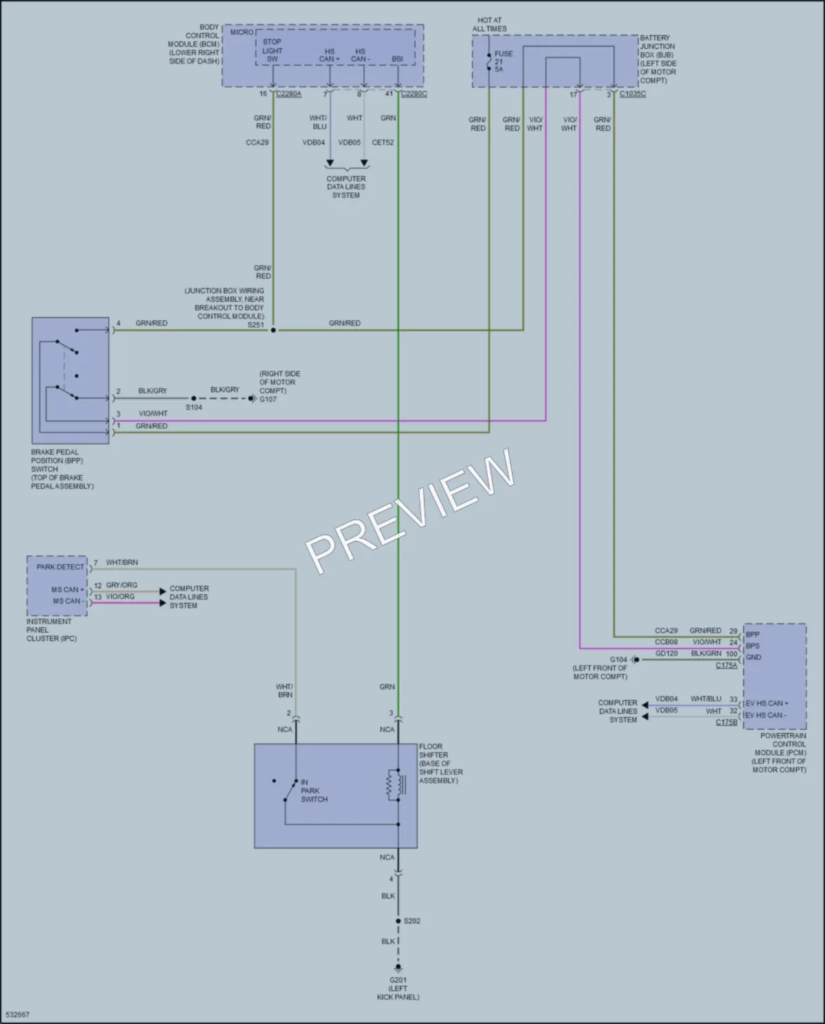 2017 Ford Focus Shift Interlock wiring diagram preview