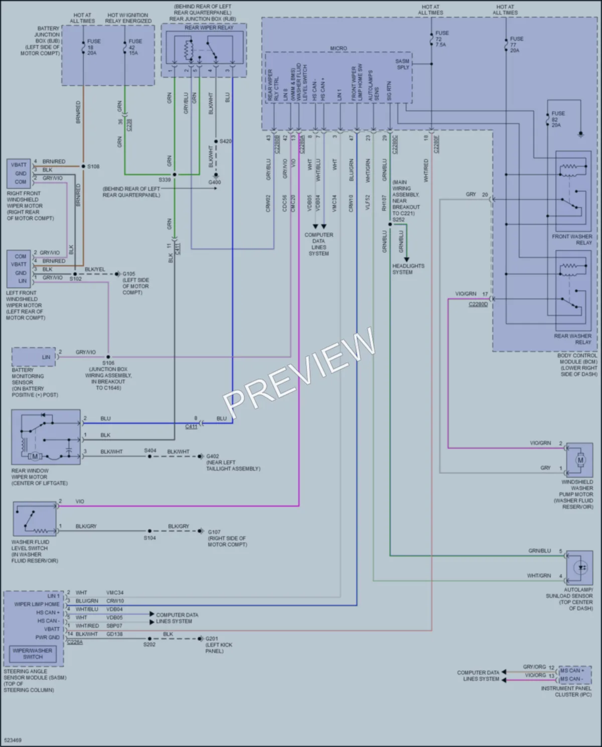 2017 Ford Focus Wiper Washer wiring diagram preview