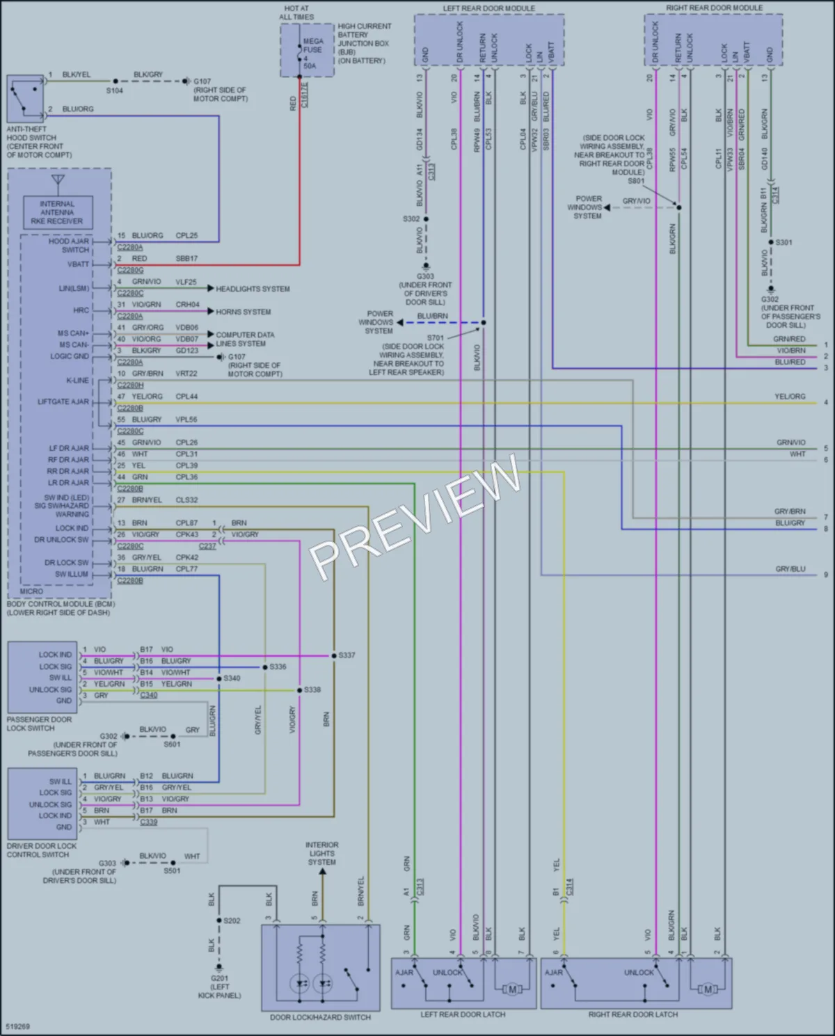 2017 Ford FocusElectric Power Door Locks wiring diagram preview