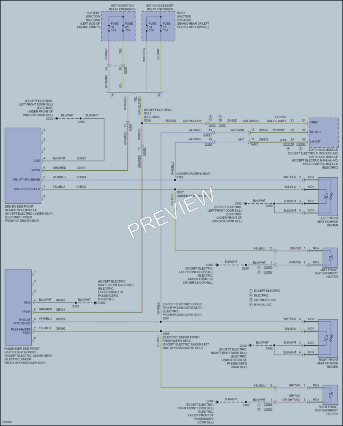 2017 Ford FocusElectric Power Seats wiring diagram preview