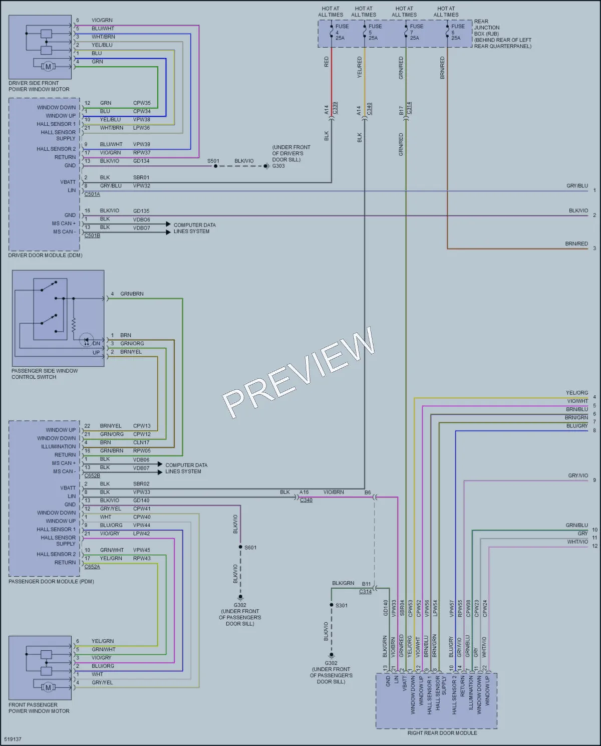 2017 Ford FocusElectric Power Windows wiring diagram preview