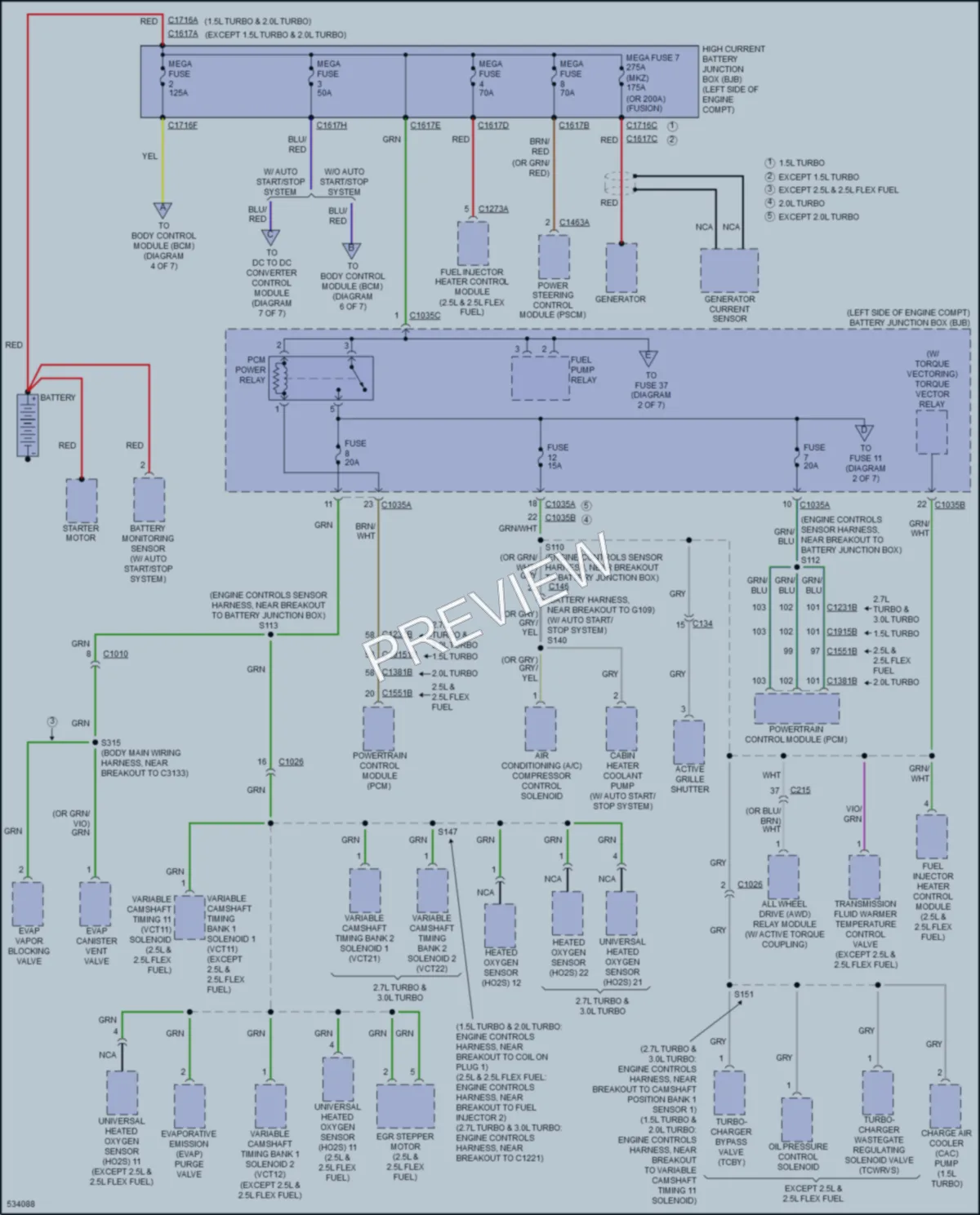 2017 Ford Fusion Power Distribution wiring diagram preview