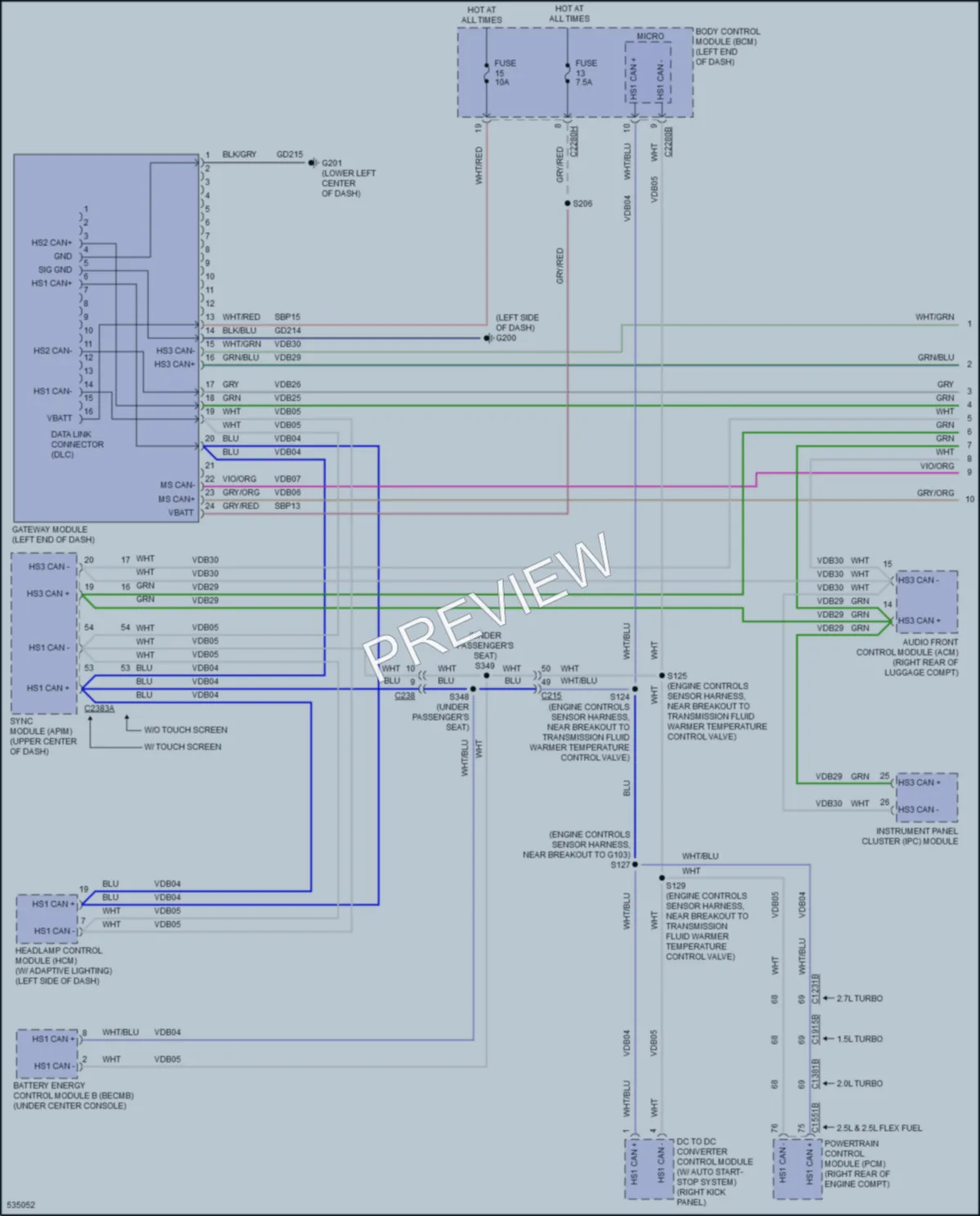 2017 Ford FusionEnergi Computer Data Lines wiring diagram preview