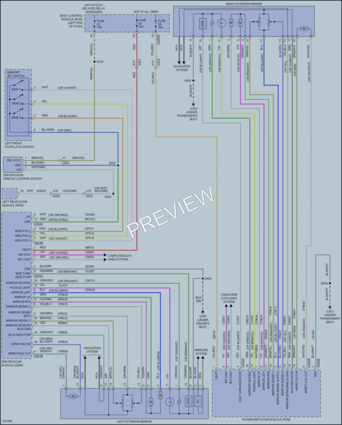2017 Ford FusionEnergi Memory Systems wiring diagram preview