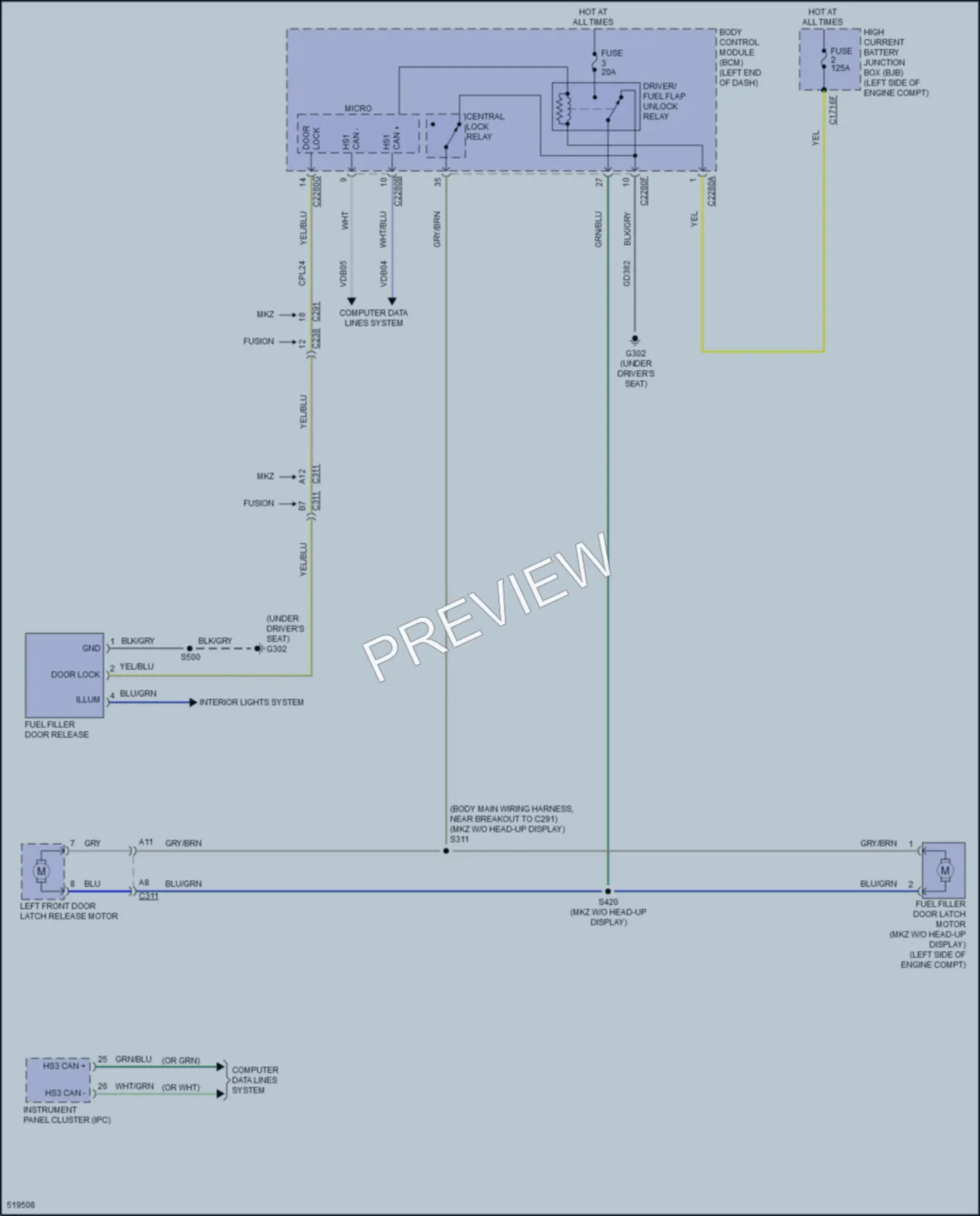 2017 Ford FusionEnergi Trunk Tailgate Fuel Door wiring diagram preview