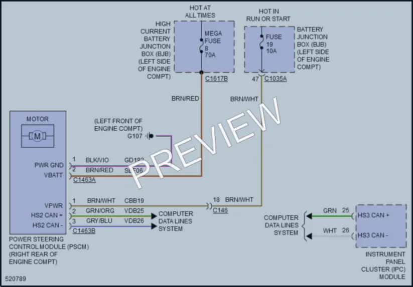 2017 Ford FusionHybrid Electronic Power Steering wiring diagram preview