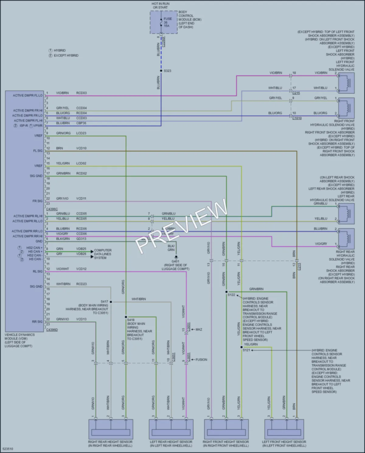 2017 Ford FusionHybrid Electronic Suspension wiring diagram preview