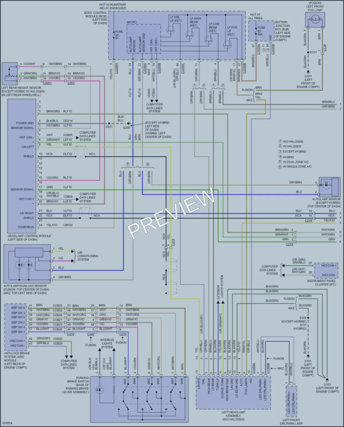 2017 Ford FusionHybrid Headlights wiring diagram preview