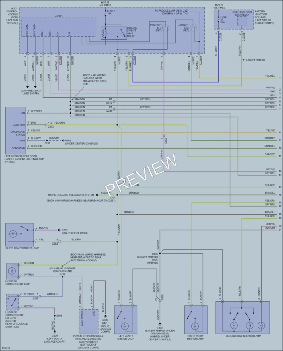 2017 Ford FusionHybrid Interior Lights wiring diagram preview