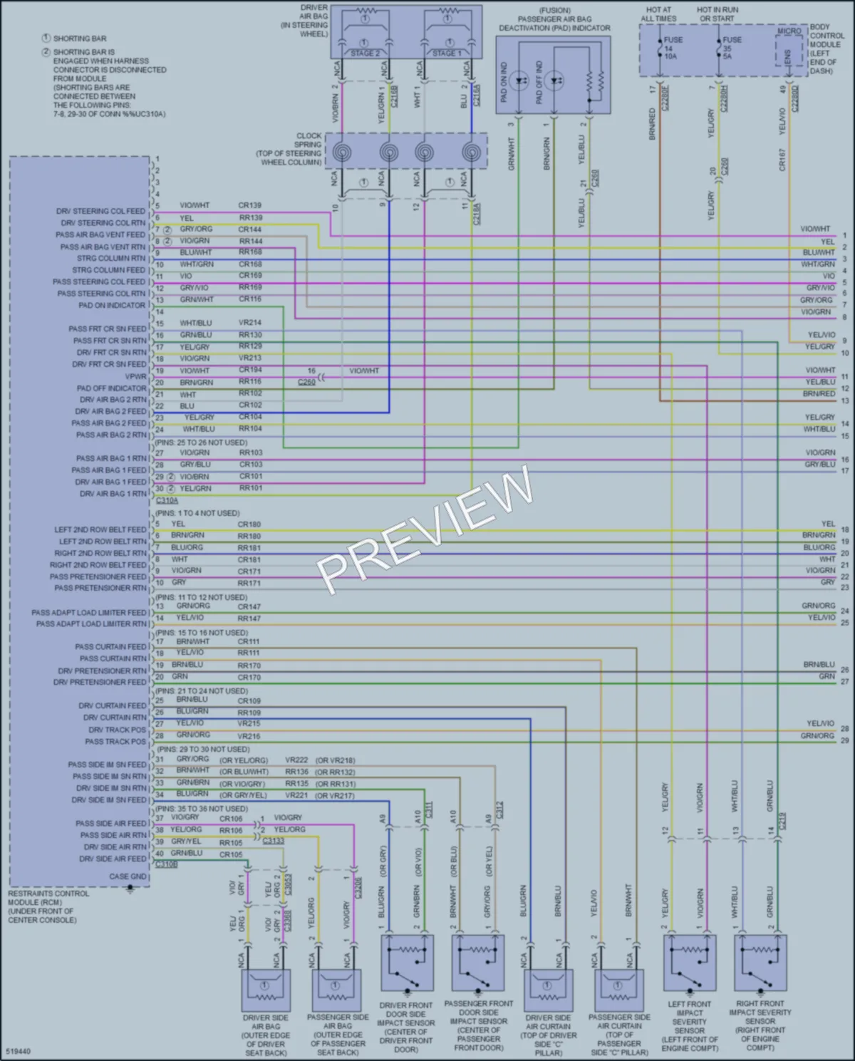 2017 Ford FusionHybrid Supplemental Restraints wiring diagram preview