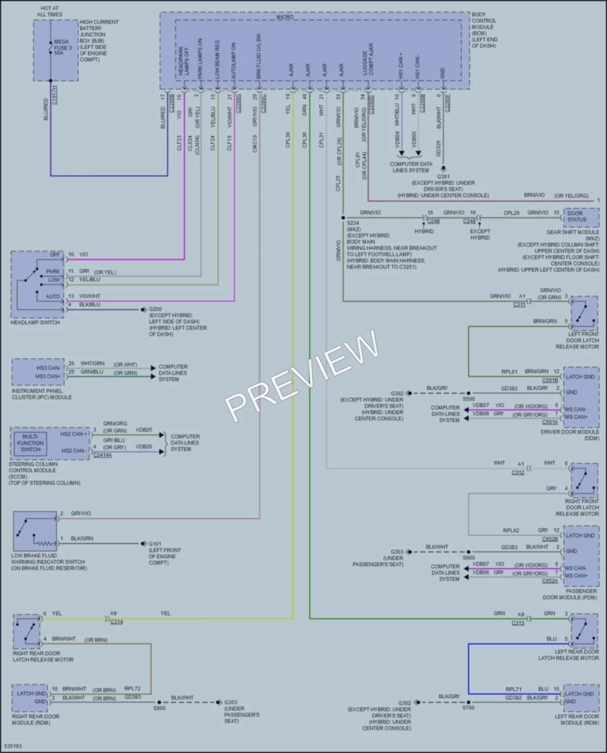 2017 Ford FusionHybrid Warning Systems wiring diagram preview