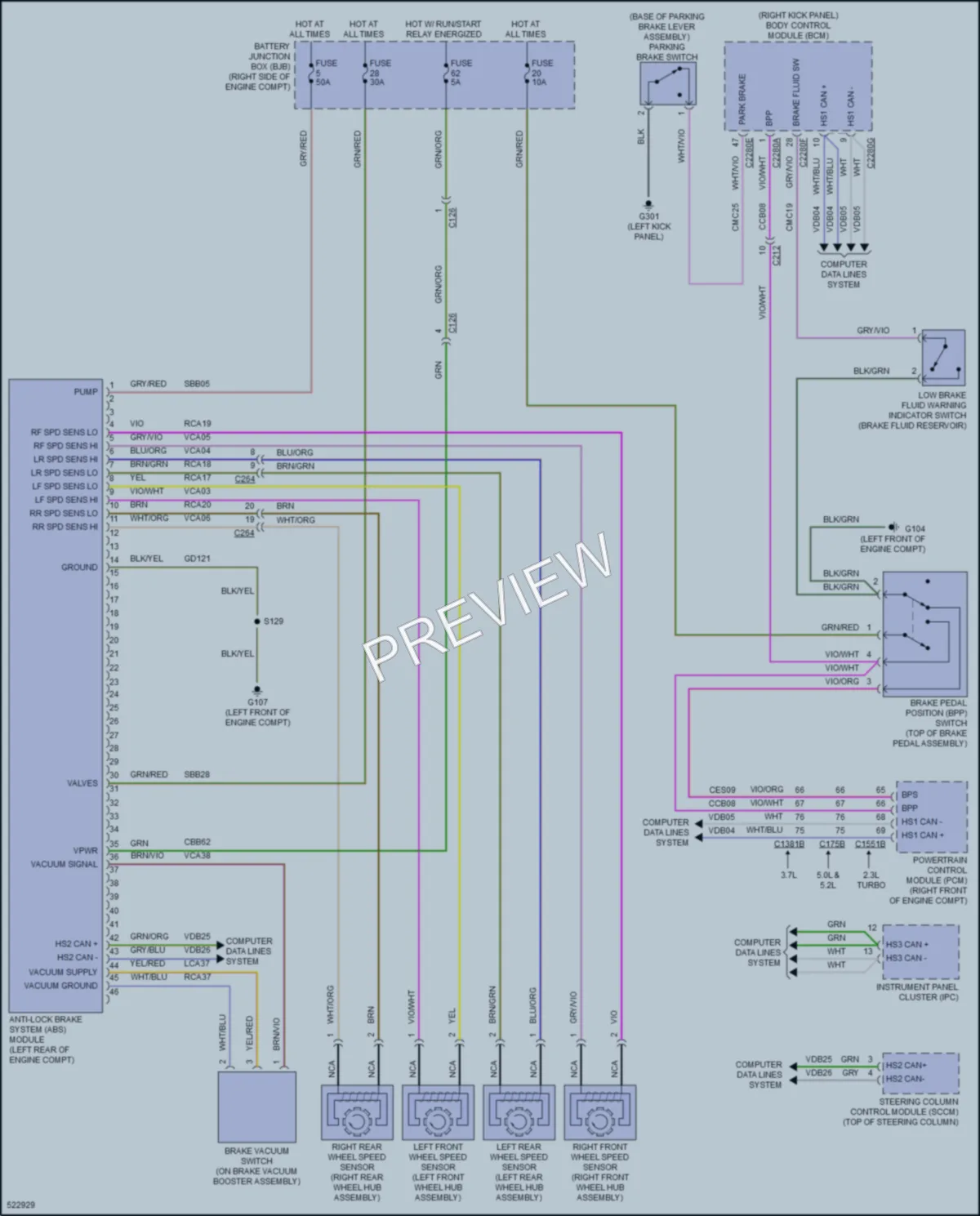 2017 Ford Mustang Anti Lock Brakes wiring diagram preview
