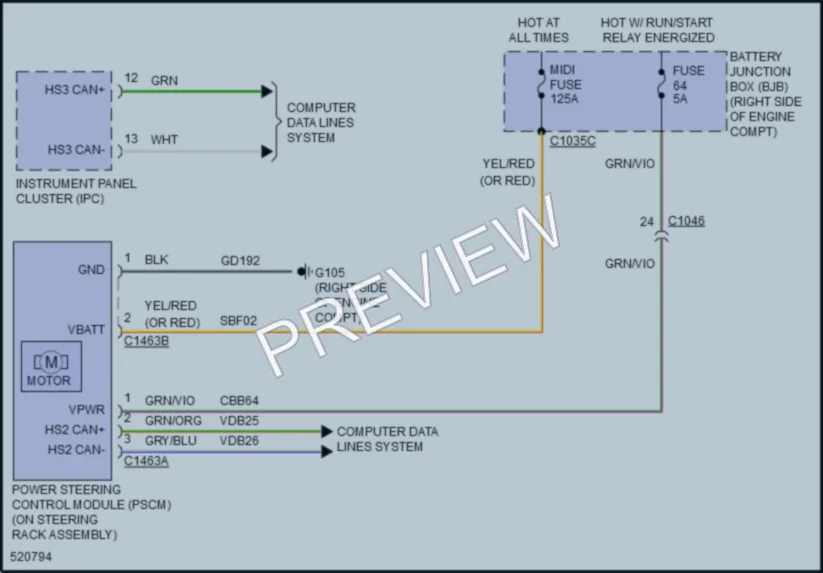 2017 Ford Mustang Electronic Power Steering wiring diagram preview