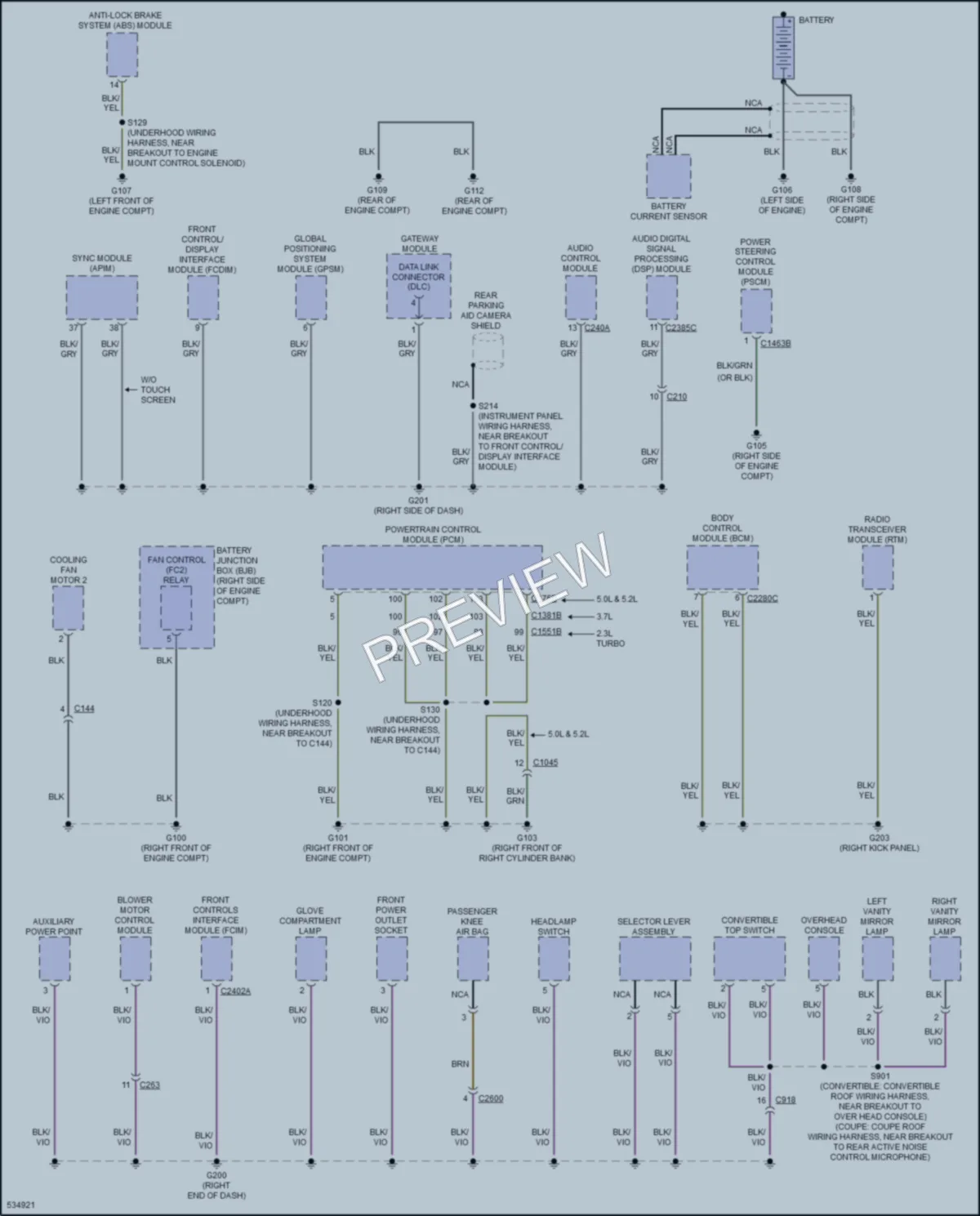 2017 Ford Mustang Ground Distribution wiring diagram preview