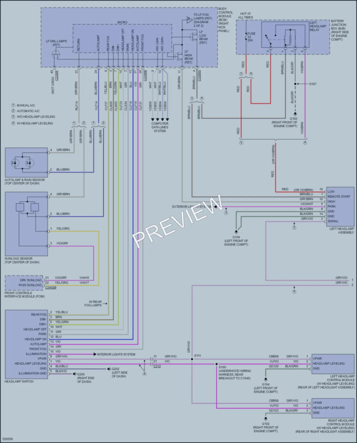 2017 Ford Mustang Headlights wiring diagram preview
