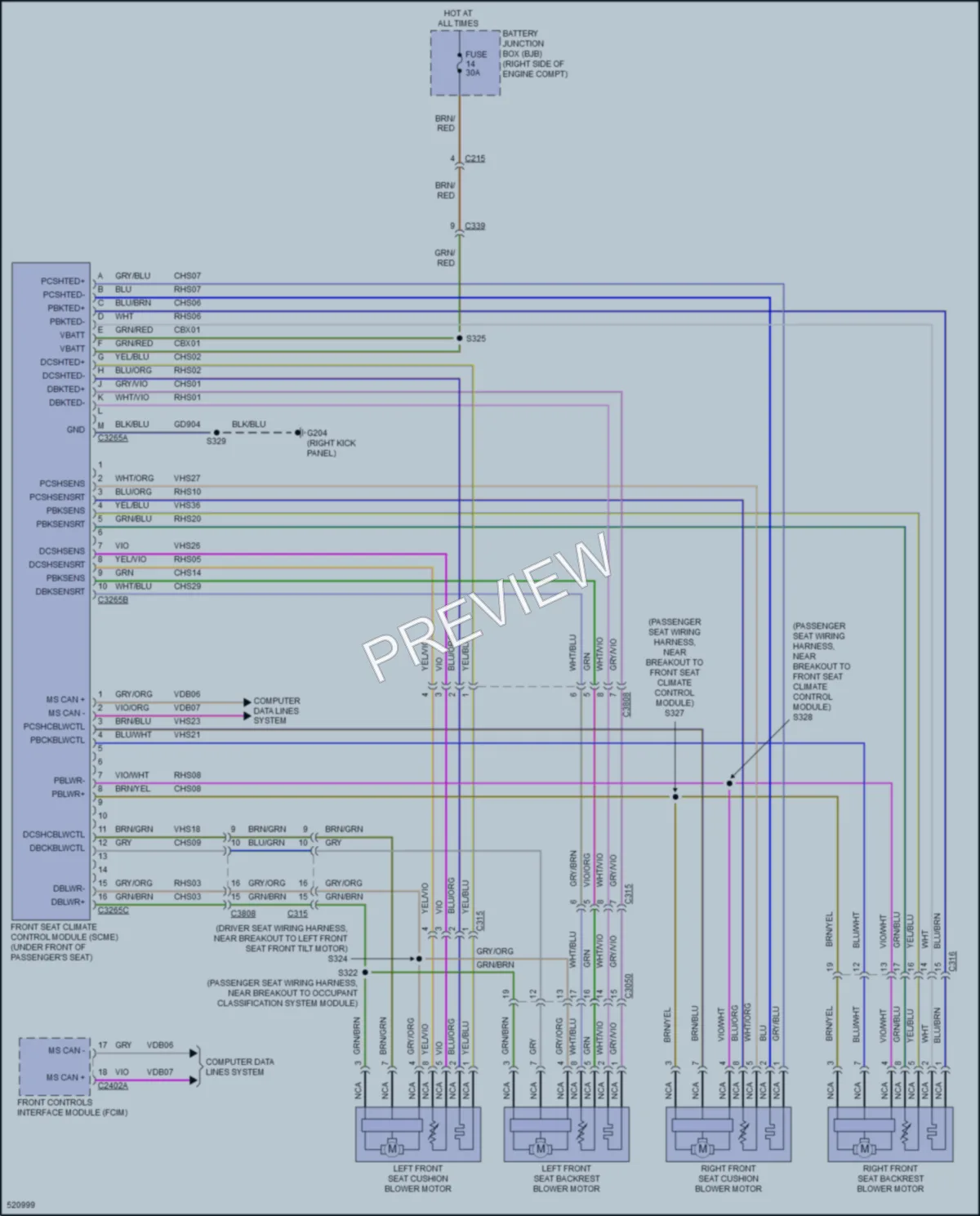 2017 Ford Mustang Power Seats wiring diagram preview