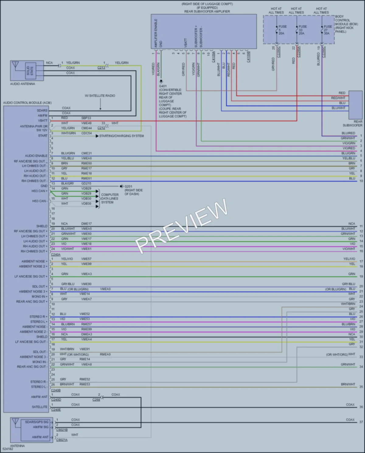2017 Ford Mustang Radio wiring diagram preview