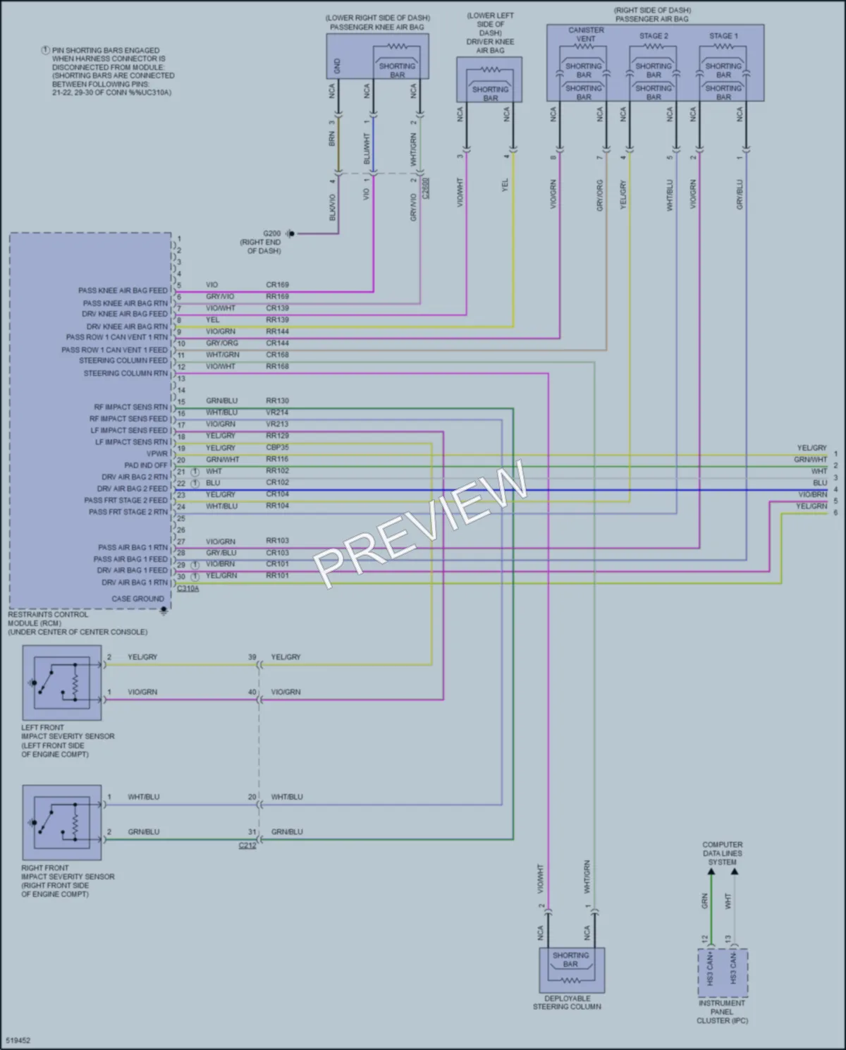 2017 Ford Mustang Supplemental Restraints wiring diagram preview
