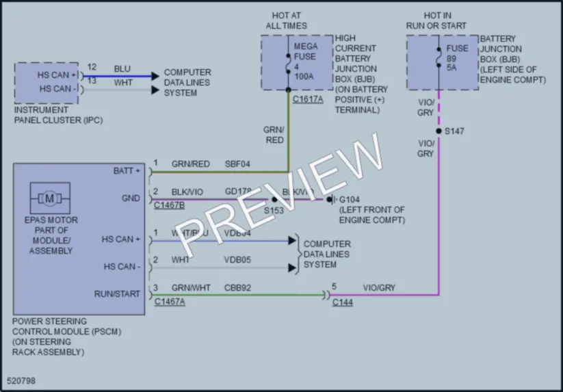 2017 Ford Taurus Electronic Power Steering wiring diagram preview