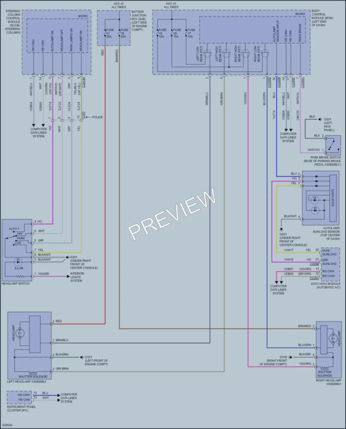 2017 Ford Taurus Headlights wiring diagram preview