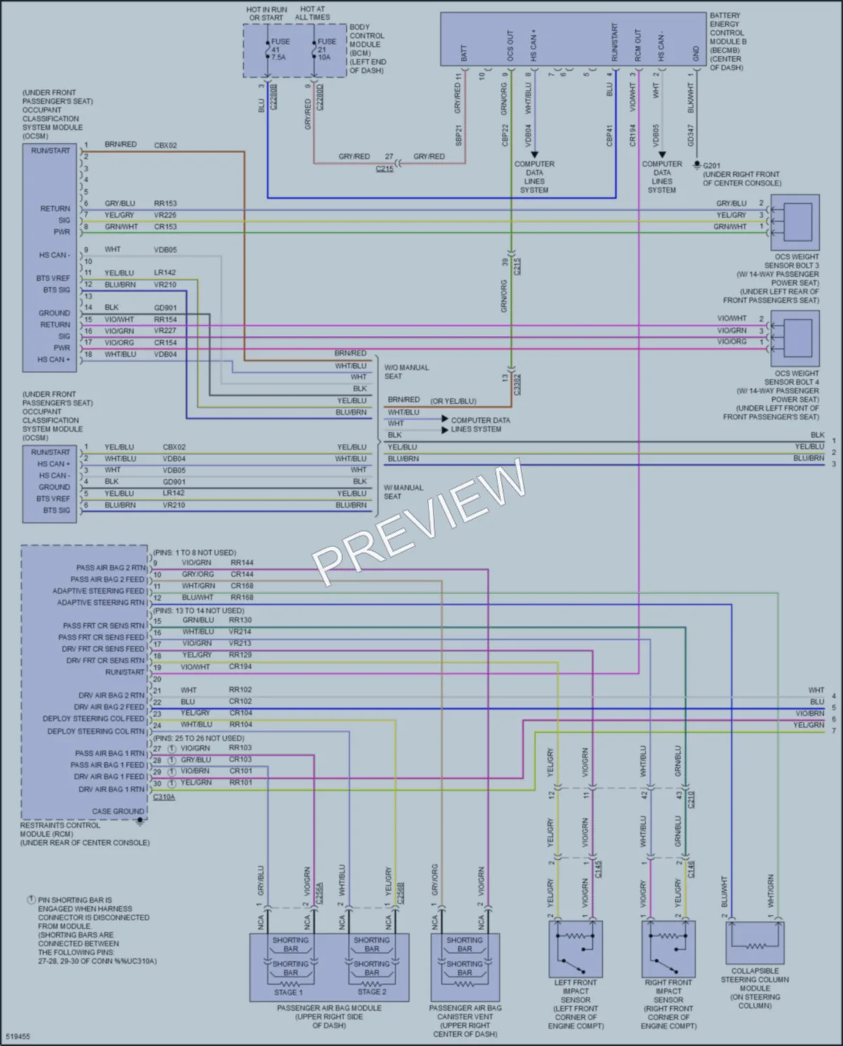 2017 Ford Taurus Supplemental Restraints wiring diagram preview