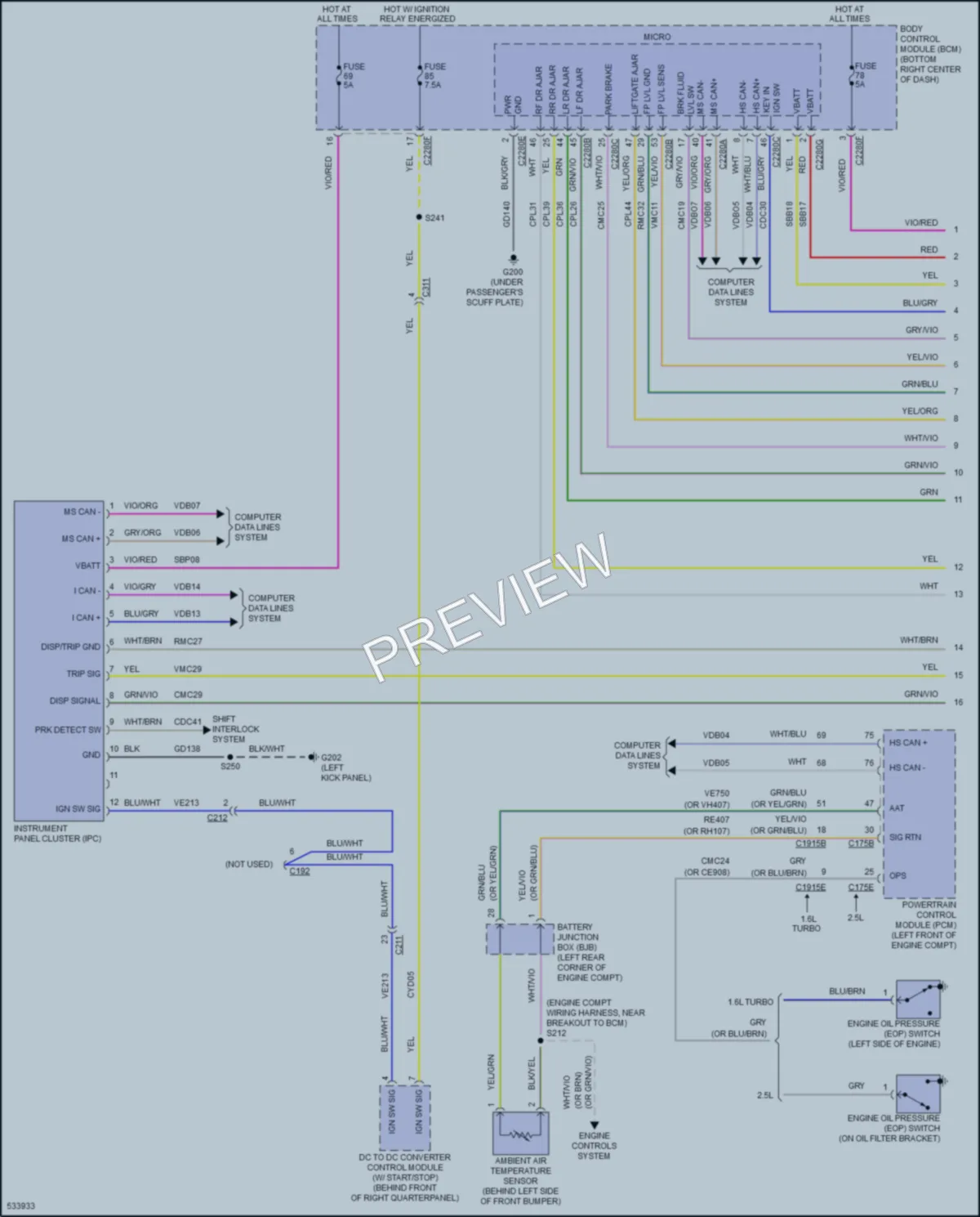 2017 Ford TransitConnect Instrument Cluster wiring diagram preview