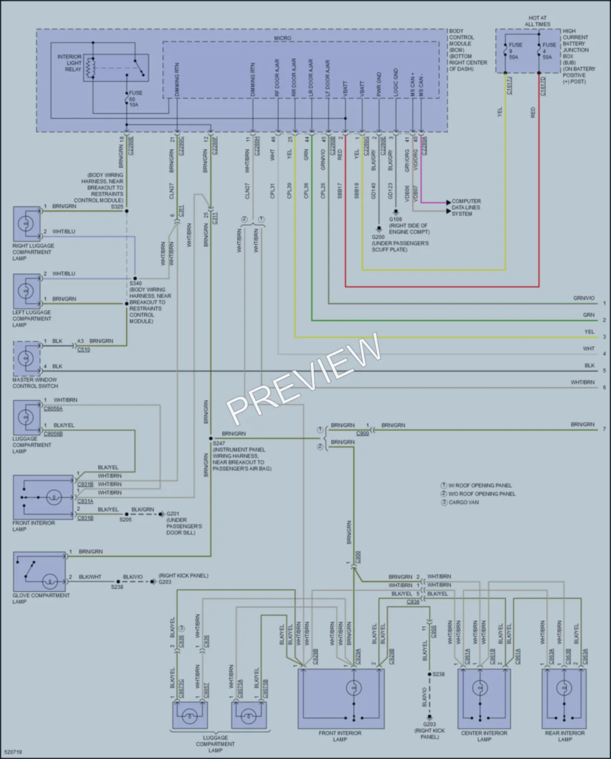 2017 Ford TransitConnect Interior Lights wiring diagram preview
