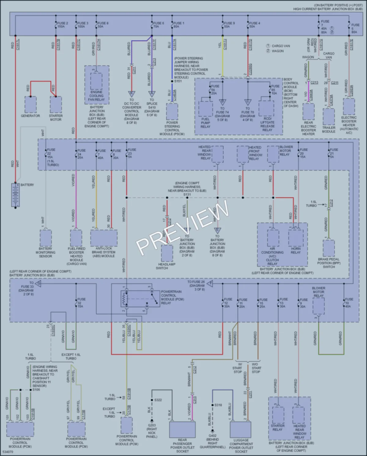 2017 Ford TransitConnect Power Distribution wiring diagram preview