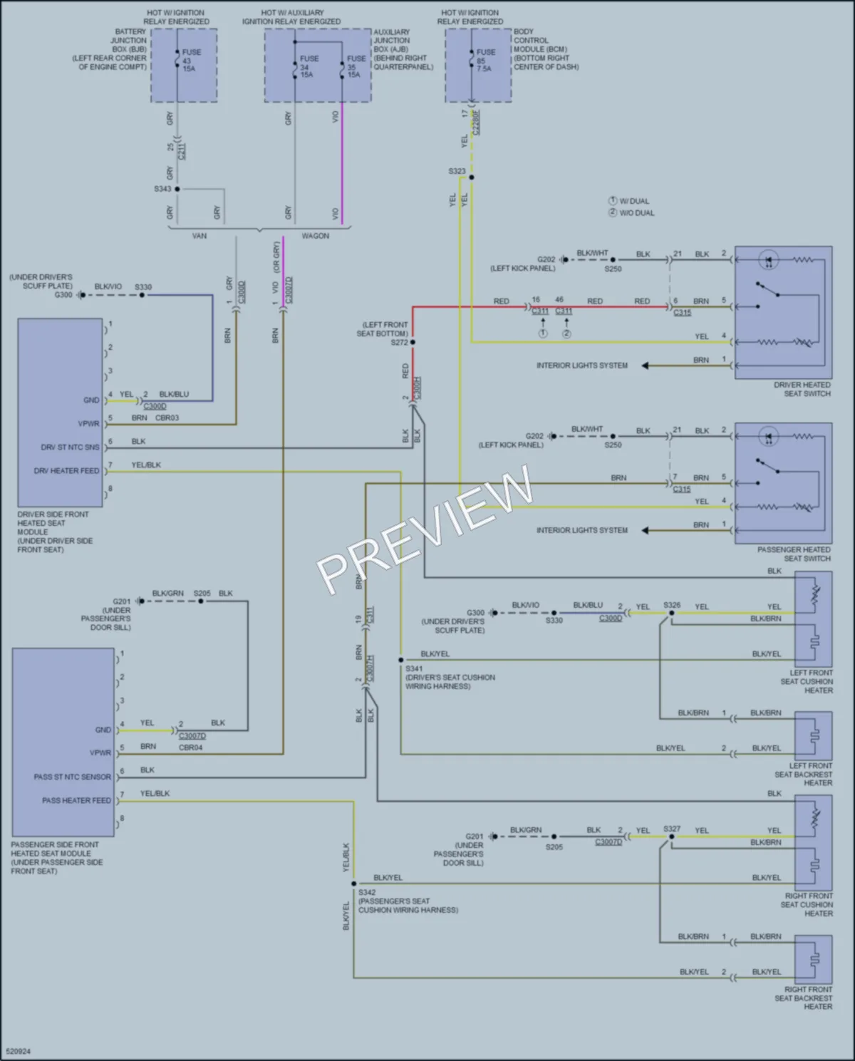2017 Ford TransitConnect Power Seats wiring diagram preview