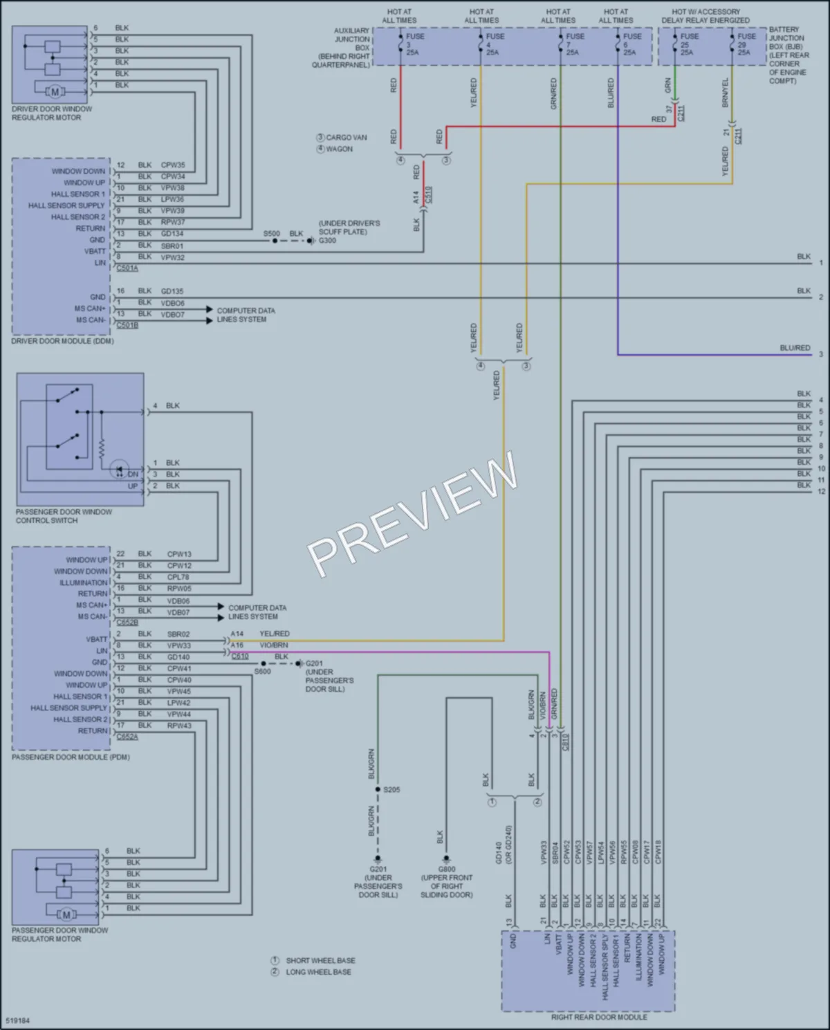 2017 Ford TransitConnect Power Windows wiring diagram preview